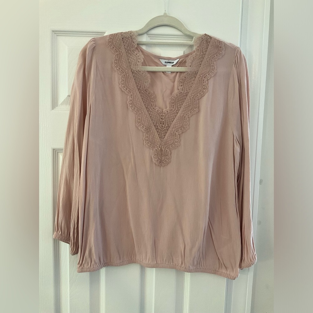 Dusty Rose Lace Detailed Blouse
